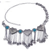 N-5859 *  Gypsy Bohemian Boho Vintage Silver Plated Inlay Acrylic Beads Coin Tassel  Waist Belly  Dance Body Chain Women Jewelry