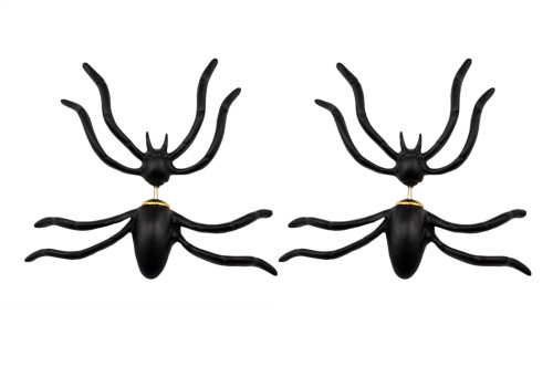 E-3612 1 Pair New Fashion European Style Black Spider Stud Earrings For Women