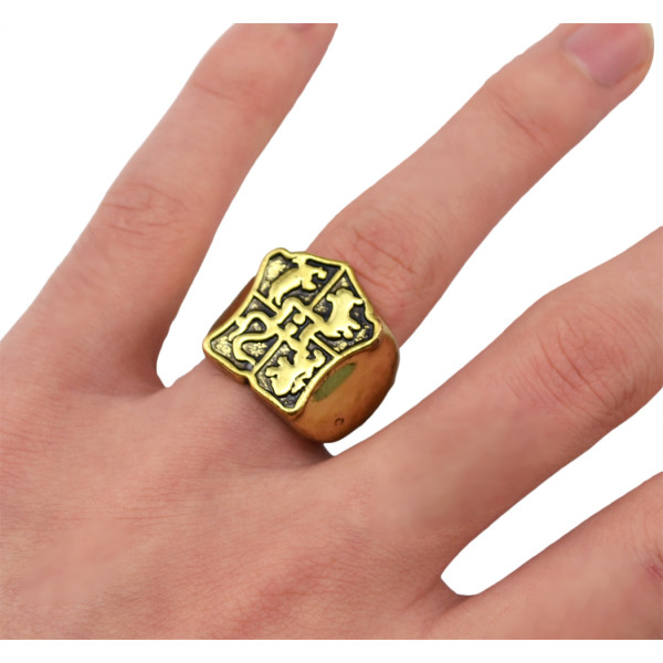 R-1279   Vintage Style Ethnic Retro Carved Totem Pattern Flower Finger Ring