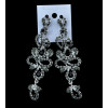 E-3619  New luxury silver plated 4 colors charm rhinestone crystal flower long earrings large dangle earrings for brides wedding jewelry