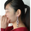 E-3619  New luxury silver plated 4 colors charm rhinestone crystal flower long earrings large dangle earrings for brides wedding jewelry