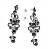 E-3619  New luxury silver plated 4 colors charm rhinestone crystal flower long earrings large dangle earrings for brides wedding jewelry