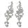 E-3619  New luxury silver plated 4 colors charm rhinestone crystal flower long earrings large dangle earrings for brides wedding jewelry