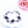 N-5867 New vintage silver stone tortoise pendant necklace bracelet earrings jewelry set