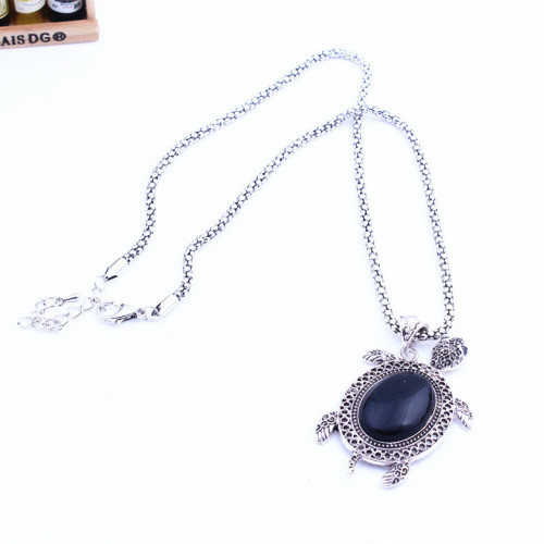 N-5867 New vintage silver stone tortoise pendant necklace bracelet earrings jewelry set