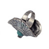 R-1278 Unisex New Fashion Tibetan Style Silver Plated Natural Turquoise Swallow Cocktail Finger Ring Adjustable