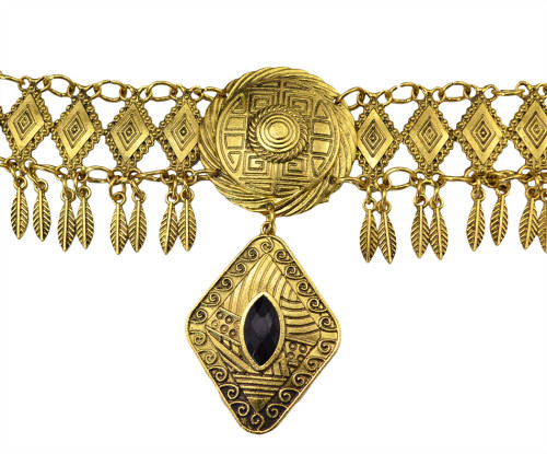N-5878  Unique Vintage Gold/Silver Jewelry Bohemia Black Acrylic Beads Leaf Tassel Width Geometric Shape Choker Necklace For Women