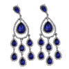 E-3631 New luxury silver plated 5 colors charm rhinestone crystal flower Tassel earrings Long  bridal wedding jewelry earrings