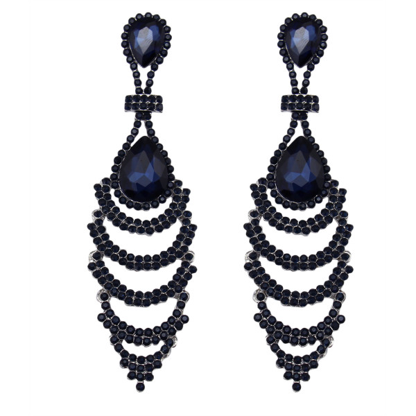E-3626 New Fashion Silver Plated Charm Crystal Rhinestone Long Drop Earrings for Bridal Wedding Accessories