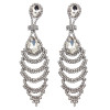 E-3626 New Fashion Silver Plated Charm Crystal Rhinestone Long Drop Earrings for Bridal Wedding Accessories