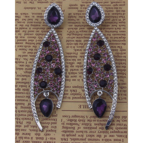 E-3627 Fashion luxury wedding bridal earrings rhinestone crystal drop flower pendant dangling earrings brincos for women jewelry