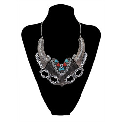 N-5887  New Fashion Silver Plated Charms Crystal Resin  Flowers Bib Statement Pendant Necklaces for Women