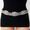 N-5895  Tribal bohemian boho body jewelry silver bronze plated 5 layers pattern vintage flower belly dance belt chain waist jewelry