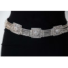 N-5895  Tribal bohemian boho body jewelry silver bronze plated 5 layers pattern vintage flower belly dance belt chain waist jewelry