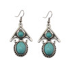 E-3632  Retro Tibetan Silver Carved Flower Arrow Turquoise Beads Dangle Earrings For Women Jewelry