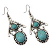E-3632  Retro Tibetan Silver Carved Flower Arrow Turquoise Beads Dangle Earrings For Women Jewelry