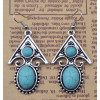 E-3632  Retro Tibetan Silver Carved Flower Arrow Turquoise Beads Dangle Earrings For Women Jewelry