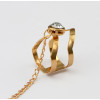 B-0633  new design fashion gold link chain hollow out geometry shape finger ring with bracelet for women girl jewelry