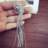 N-5907   Korea style silver snake chain full rhinestone tassel ball pendant necklace for women jewelry