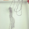N-5907   Korea style silver snake chain full rhinestone tassel ball pendant necklace for women jewelry