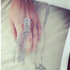 N-5907   Korea style silver snake chain full rhinestone tassel ball pendant necklace for women jewelry