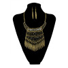 N-5916   Ethnic bohemian vintage silver resin gem geometric pendants necklaces leaf bib choker necklace earrings set jewelry for women