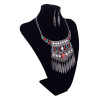 N-5916   Ethnic bohemian vintage silver resin gem geometric pendants necklaces leaf bib choker necklace earrings set jewelry for women