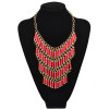 N-1763 bohemia style gold plated multi chain color cylinder resin gem tassels choker necklace