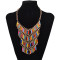 N-1763 bohemia style gold plated multi chain color cylinder resin gem tassels choker necklace