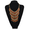 N-1763 bohemia style gold plated multi chain color cylinder resin gem tassels choker necklace