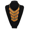 N-1763 bohemia style gold plated multi chain color cylinder resin gem tassels choker necklace