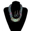 N-5909   2015 New Seed Beaded Necklaces Handmade Boho Style Multilayer Chain Moon Pendants Choker For Women Jewelry Set