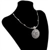 N-5912  Women Vintage Jewelry Classic Necklace Antique Silver Plated Metal Alloy Carved Round Pendant Necklace