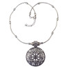 N-5912  Women Vintage Jewelry Classic Necklace Antique Silver Plated Metal Alloy Carved Round Pendant Necklace