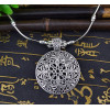 N-5912  Women Vintage Jewelry Classic Necklace Antique Silver Plated Metal Alloy Carved Round Pendant Necklace