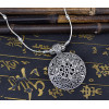 N-5912  Women Vintage Jewelry Classic Necklace Antique Silver Plated Metal Alloy Carved Round Pendant Necklace