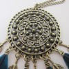 N-5921  Fashion Lady Vintage Bronze Plated Leaf Tassel Black Feather Necklace Long Hollow Flower Pendant Jewelry for Women