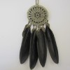 N-5921  Fashion Lady Vintage Bronze Plated Leaf Tassel Black Feather Necklace Long Hollow Flower Pendant Jewelry for Women
