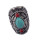 R-1294  Bohemian style tibet silver design red turquoise gem stone big beachy boho joint rings for women