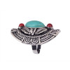 R-1294  Bohemian style tibet silver design red turquoise gem stone big beachy boho joint rings for women
