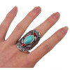 R-1294  Bohemian style tibet silver design red turquoise gem stone big beachy boho joint rings for women