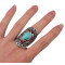 R-1294  Bohemian style tibet silver design red turquoise gem stone big beachy boho joint rings for women