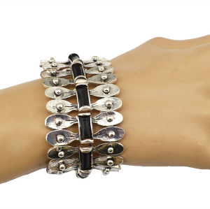 B-0631  New Fashion Bohemia Tibet Style Vintage Silver Bangle Link Chain Natural Round Shape Bracelet for Women