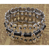 B-0631  New Fashion Bohemia Tibet Style Vintage Silver Bangle Link Chain Natural Round Shape Bracelet for Women