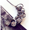 N-5924  New Arrival Silver Gun Black Crystal Zircon Drop Pendant Necklace