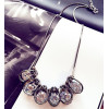 N-5924  New Arrival Silver Gun Black Crystal Zircon Drop Pendant Necklace