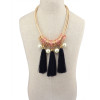 N-5928  2015 Bohemian Tassel Statement Fashion Blue Rope Pendant Pearl Jewelry Leather Chains Bib Collar Chokers Necklace