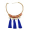 N-5928  2015 Bohemian Tassel Statement Fashion Blue Rope Pendant Pearl Jewelry Leather Chains Bib Collar Chokers Necklace