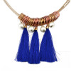 N-5928  2015 Bohemian Tassel Statement Fashion Blue Rope Pendant Pearl Jewelry Leather Chains Bib Collar Chokers Necklace
