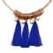 N-5928  2015 Bohemian Tassel Statement Fashion Blue Rope Pendant Pearl Jewelry Leather Chains Bib Collar Chokers Necklace